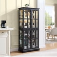 thumbnail image 2 of FFZ Antique Display Cabinet with Glass Doors, Adjustable Shelves and E26 Bulb, Black, 2 of 11