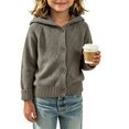thumbnail image 4 of YUANxueke Kids Knit Cardigan with Pompom Hood, Boys Girls Button Down Raglan Sleeve Jacket, Warm Knitted Cute Daily Tops, 4 of 5