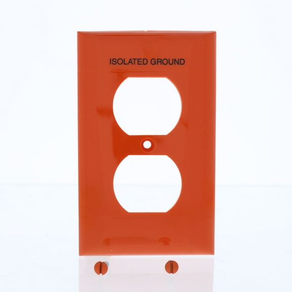 Pass & Seymour Legrand RP8-IG 1-Gang Duplex Receptacle Wall Plate, Permanently Stamped "Isolated Ground", Unbreakable Thermoplastic, Orange