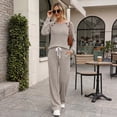 thumbnail image 6 of SUNBS Two Piece Sets Womens Lounge Sets Fall Wide Leg Pants with Pocket Matching Sets Crew Neck Top Casual Pajamas Sets Clothes, 6 of 8