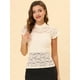 thumbnail image 2 of Blusa Semitransparente Con Cuello Alto Y Manga Corta Con Abertura En La Espalda Y Encaje Para Mujer Albaricoque S, 2 of 5