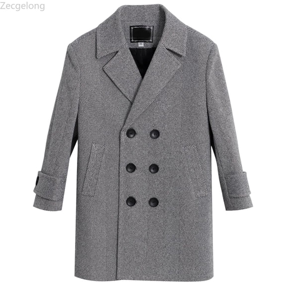 Zecgelong Warm Boys Winter Coat Thickened Wool Blend Jacket Windproof Kids Overcoat With For Cold Weather