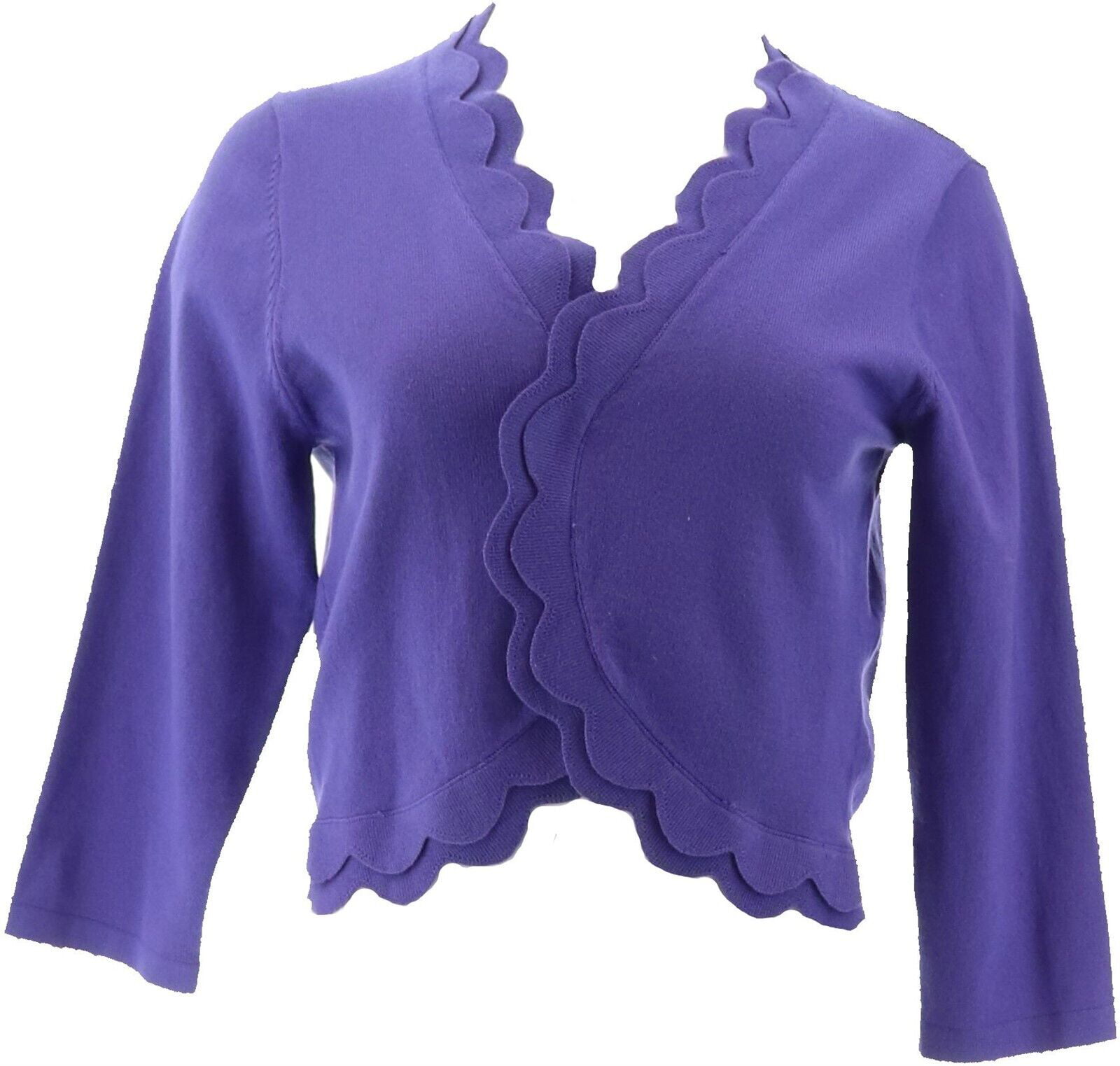 Nina Leonard Double Scallop Sweater Knit Bolero IVORY 2X NEW 685-873 