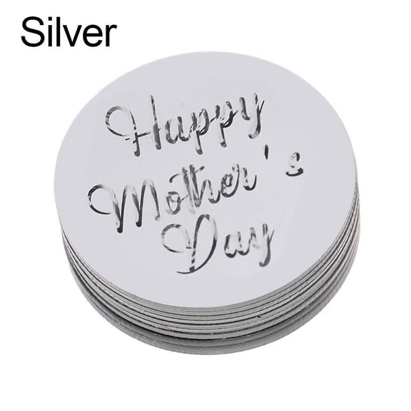 10Pcs Reusable Baking Festival Supplies Cake Decoration Cake Top Flag Cupcake Topper Happy Mother's Day SILVER