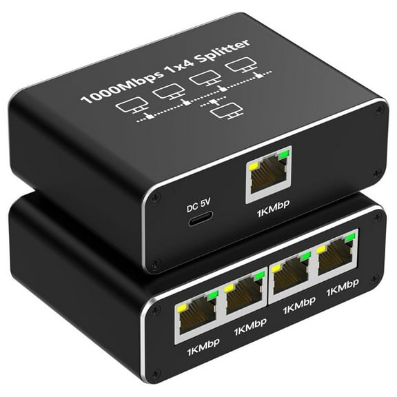 USB C Ethernet Splitter 4 in 1 Ethernet Splitter, 1000Mbps RJ45 LAN Internet with USB-C Interface for Computer, Hub, Switch