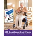 thumbnail image 3 of KEKOY Heavy-Duty Rollator Walker with Seat for Seniors, Walkers for Seniors with Seat, 500 lbs, Extra-Wide 19.5" Padded, K-Frame Reinforced, 10" TPR All-Terrain Wheels, Hidden Brake Cables, Blue, 3 of 10