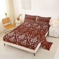 thumbnail image 2 of jejeloiu Western Vintage Damask King Sheets,Retro Print Bedding For Adults,Burgundy Gold,4pcs,1 Flat Sheet, 1 Fitted Sheet and 2 Pillowcases, 2 of 6
