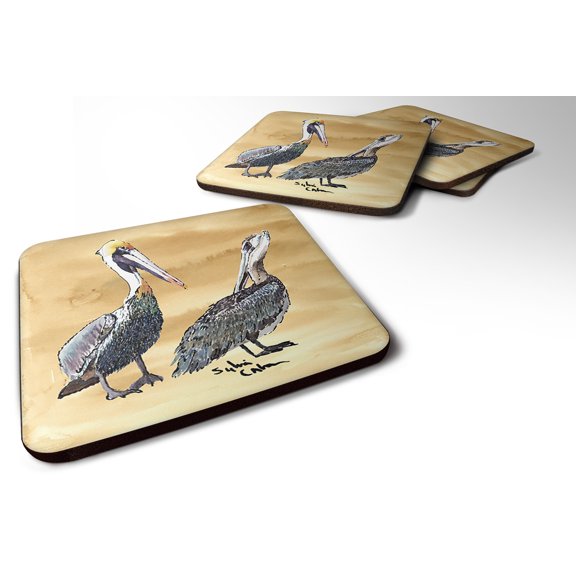 Caroline's Treasures 8408-FC Pelican Foam Coaster Set of 4, 3 1/2 x 3 1/2, multicolor