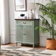 thumbnail image 4 of Ahokua Vintage Accent Cabinet with Floral Carved Doors, Drawer and 1 Adjustable Shelf, Sage Green, 4 of 8