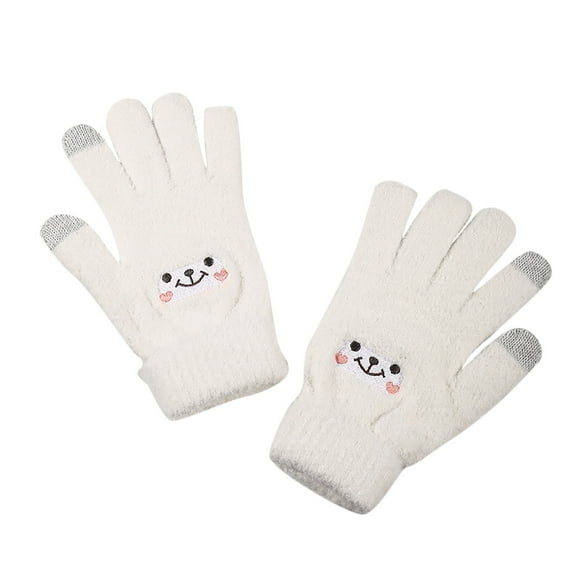 qolati Winter Gloves for Women Thermal Soft Warm Cute Gloves for Girls with Elastic Cuff Windproof Knitted Ski Snow Mittens