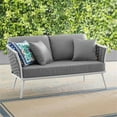 thumbnail image 5 of Pemberly Row Aluminum & Fabric Patio Loveseat in White & Gray, 5 of 5