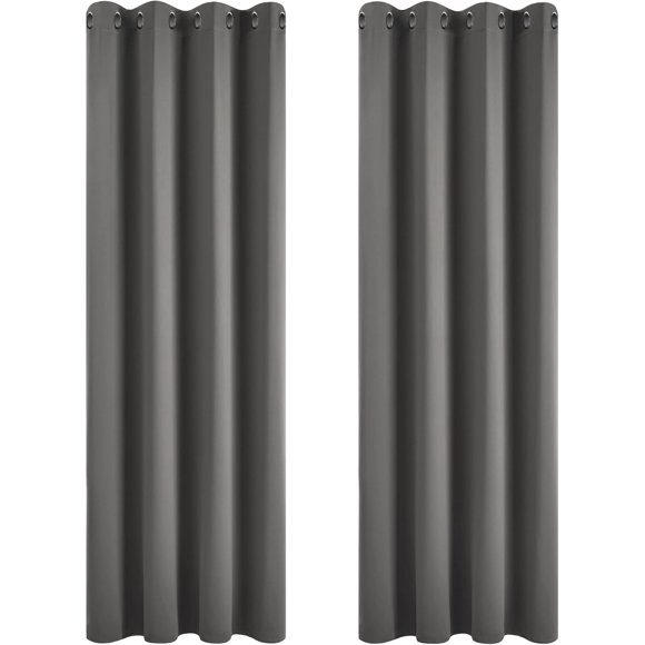 Thermal Insulated Anti-Cold Curtain, 132x240 CM (Width x Height), Blackout Curtains for Living Room and Bedroom, Modern Design with Eyelets, Dark Gray, 2 Pieces