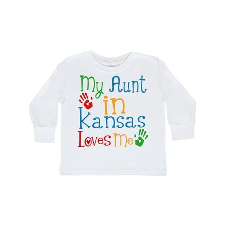 

Inktastic My Aunt in Kansas Loves Me Gift Toddler Boy or Toddler Girl Long Sleeve T-Shirt