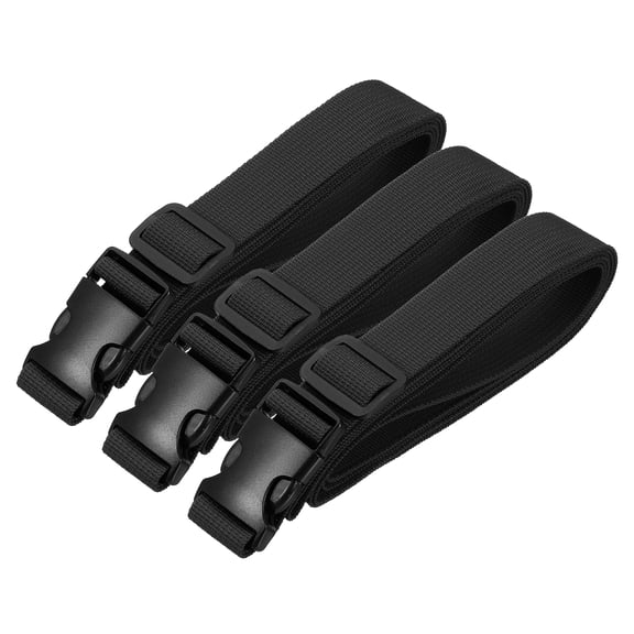 Uxcell Utility Straps with Quick Release Buckle, (1 Inch x 6 Feet, Black) (3 Pcs) Adjustable Luggage Polyester Straps Backpack Webbing, Suit for Sleeping Bag/Camping/Hiking