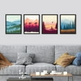 thumbnail image 3 of PixonSign Framed Wall Art Autumn Summer Forest Mountain Landscape Prints, Set of 4 Abstract Geometric Wall Decor Arts, Plant Wall Décor, Adhesive Canvas Poster, Modern Home Artwork - 11"x14" Black, 3 of 5