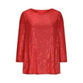 thumbnail image 4 of BSDJILFG Sequin Tops for Women Evening Party Outfit Dressy Glitter Sparkly Beaded Tunic Blouse for Wedding Guest, 4 of 6