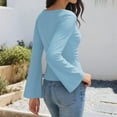 thumbnail image 3 of Posijego Women's Spring Long Sleeve Shirts Trendy Going out Tops Cute Flare Sleeve Tight Slim Crop T-Shirts, 3 of 7
