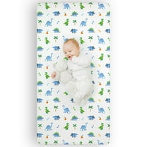 Wildkin Microfiber Fitted Crib Sheet for Boys & Girls, Soft & Breathable Fabric for Kids, Measures 52 x 28 Inches, Fits Standard Crib Mattress, BPA-free (Dinosaur Land Blue)