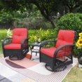 thumbnail image 3 of ATR ART TO REAL Outdoor Rocking Rattan Furniture Set with Wicker Rocker Chairs and Side Table, Red, 3 of 9