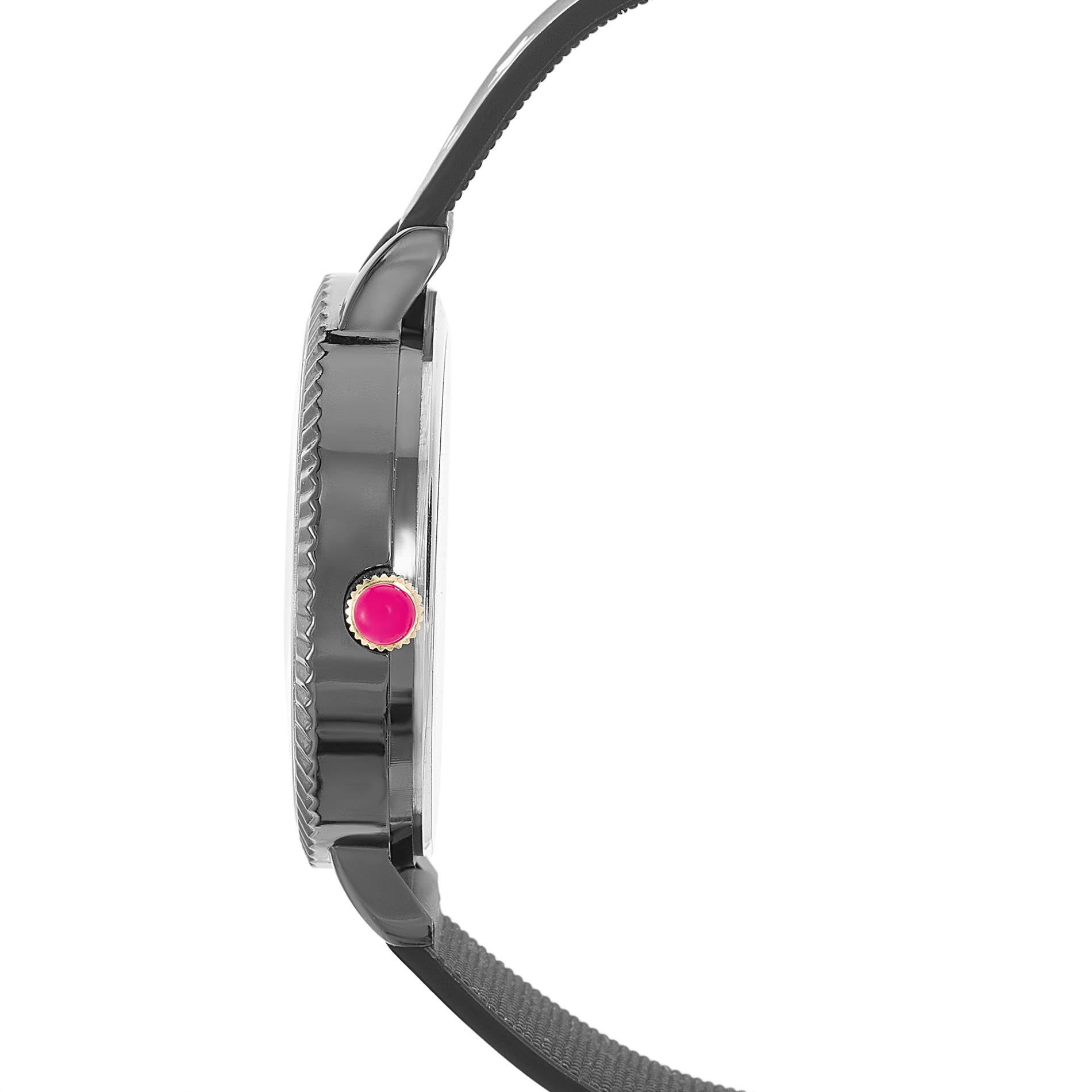Luv Betsey Women's Black Dial with Multicolor Glitter on Black Case and Silicone Strap Watch