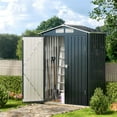 thumbnail image 7 of 5x3FT Outdoor Metal Storage Shed with Lockable Doors and Frame Floor for Garden, Backyard, Swimming Pool, Patio Utility and Tool Storage, 7 of 7