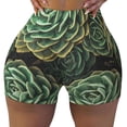 thumbnail image 2 of Lsque Succulents Pattern High Waisted Biker Shorts for Women-Tummy Control Fitness Athletic Workout Running Yoga Gym Shorts,Moisture-Wicking-, 2 of 9
