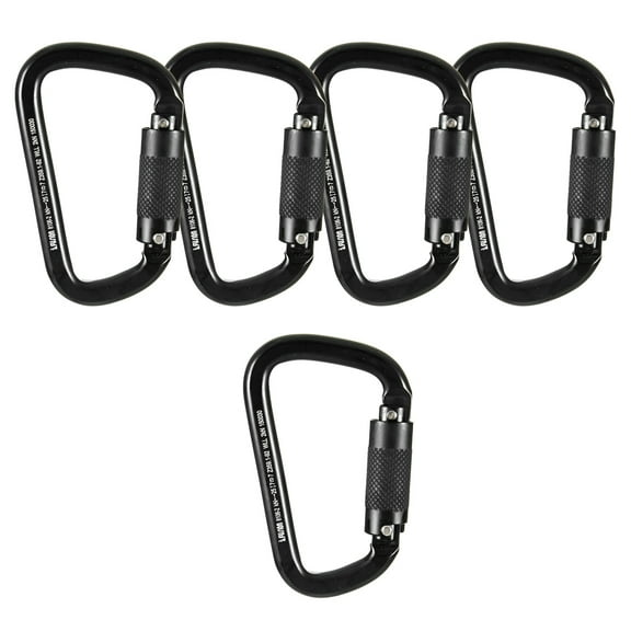 Fusion Climb Swift Auto Lock Modified D Shape Carabiner Second Generation Black Silver 5-Pack