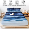 thumbnail image 5 of King Size Fitted Sheet Set - Navy Blue Ombre 3 Piece Bedding Sets 16" Deep Pocket Fitted Sheet with 2 Pillowcases, Modern Moire Abstract Art Luxury Brushed Microfiber Hotel Luxury Bed Sheets, 5 of 9