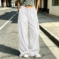 thumbnail image 2 of RongHuan Women's Cargo Pants Loose Fit Hiking Trousers Elastic Waist Wide Leg Pant with Pockets, 2 of 9