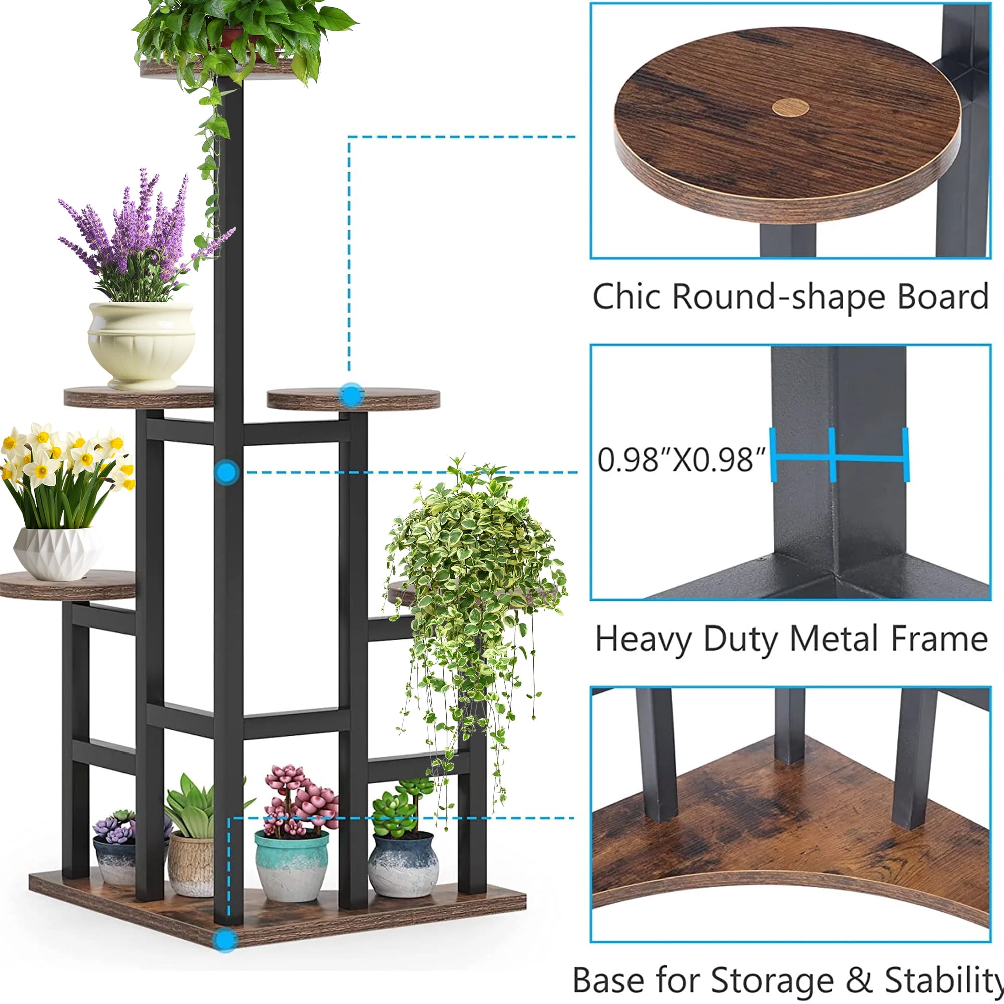 MAYEERTY 6-Tier Plant Stand High-Low Design Ample Sunlight for Plants Growth