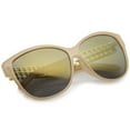 thumbnail image 4 of sunglassLA Female Oversize Horn Rimmed Metal Temple Mirror Square Lens Cat Eye Sunglasses 62mm (Creme-Gold / Gold Mirror) - 62mm, 4 of 4