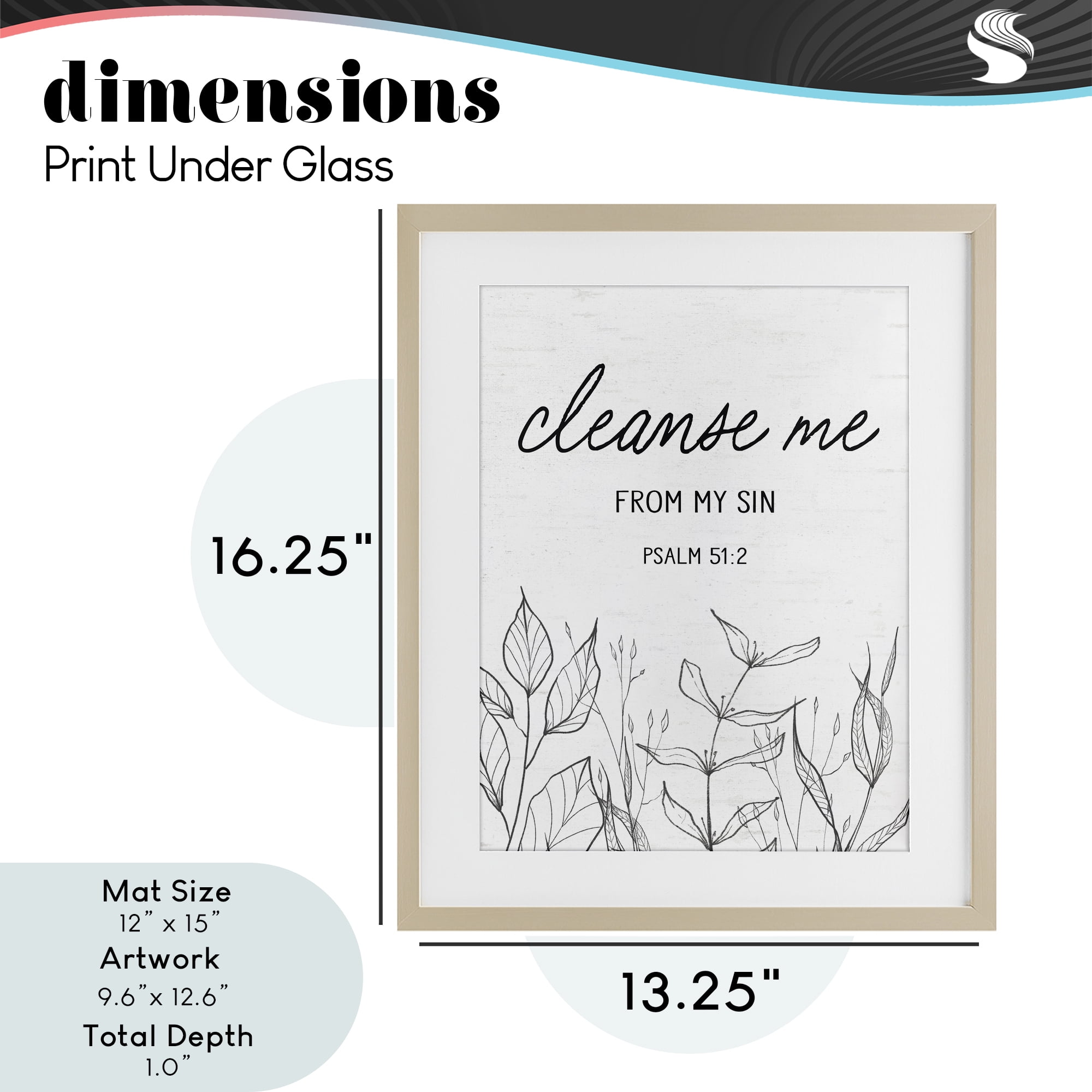 Cleanse Me From Sin Birch Framed Print Under Glass, design by Lettered and Lined