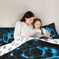 thumbnail image 5 of Manfei Neon Blue Gamepad Bedding Comforter Set for Boys, Honeycomb Abstract Twin Comforter Sets, Mystic Glitter Galaxy Reversible Bedding Set, Luxury Bedroom Decor, 2-Piece, 5 of 9