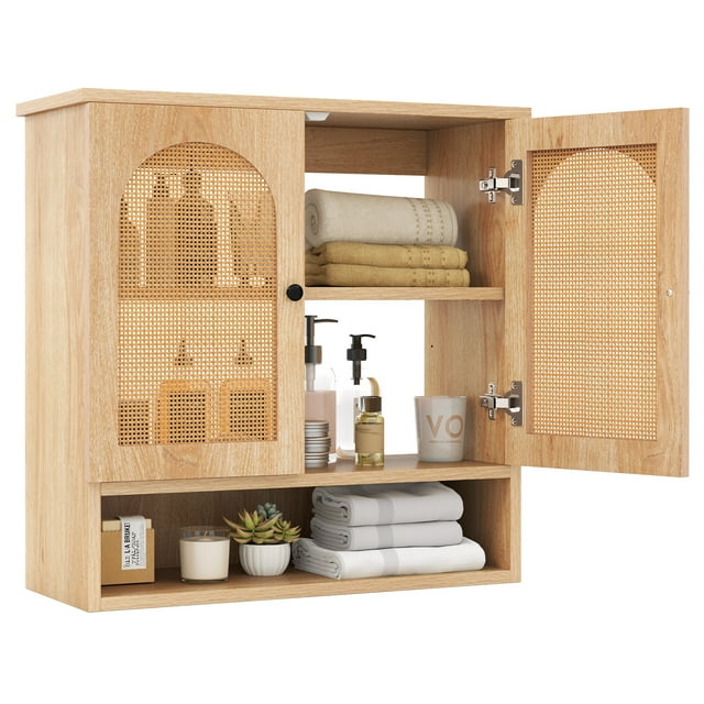 Gymax Bathroom Wall Cabinet Deep Bathroom Cabinet w/ Adjustable Shelves