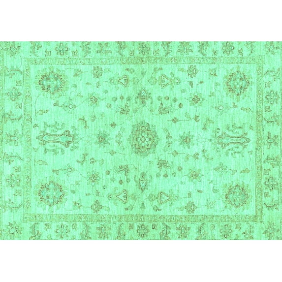 Ahgly Company Machine Washable Indoor Rectangle Oriental Turquoise Blue Traditional Area Rugs, 2' x 4'