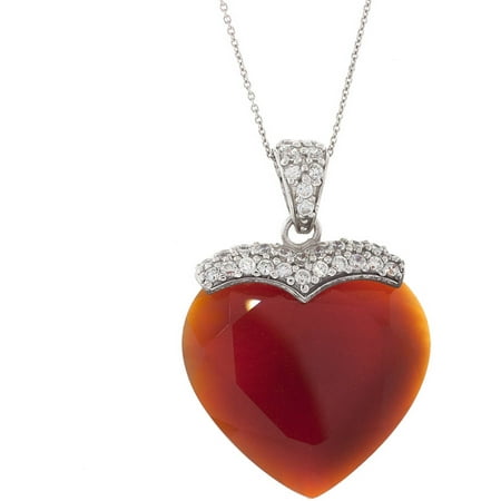 Pori Jewelers Brown Agate Sterling Silver Heart Pendant