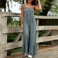 thumbnail image 6 of VBVC Women's Ruffle Hem Wide Leg Overalls , Adjustable Strap Sleeveless Jumpsuit For Women , Ladies' Casual Baggy Romper with Pockets,Gray,S-3XL, 6 of 9