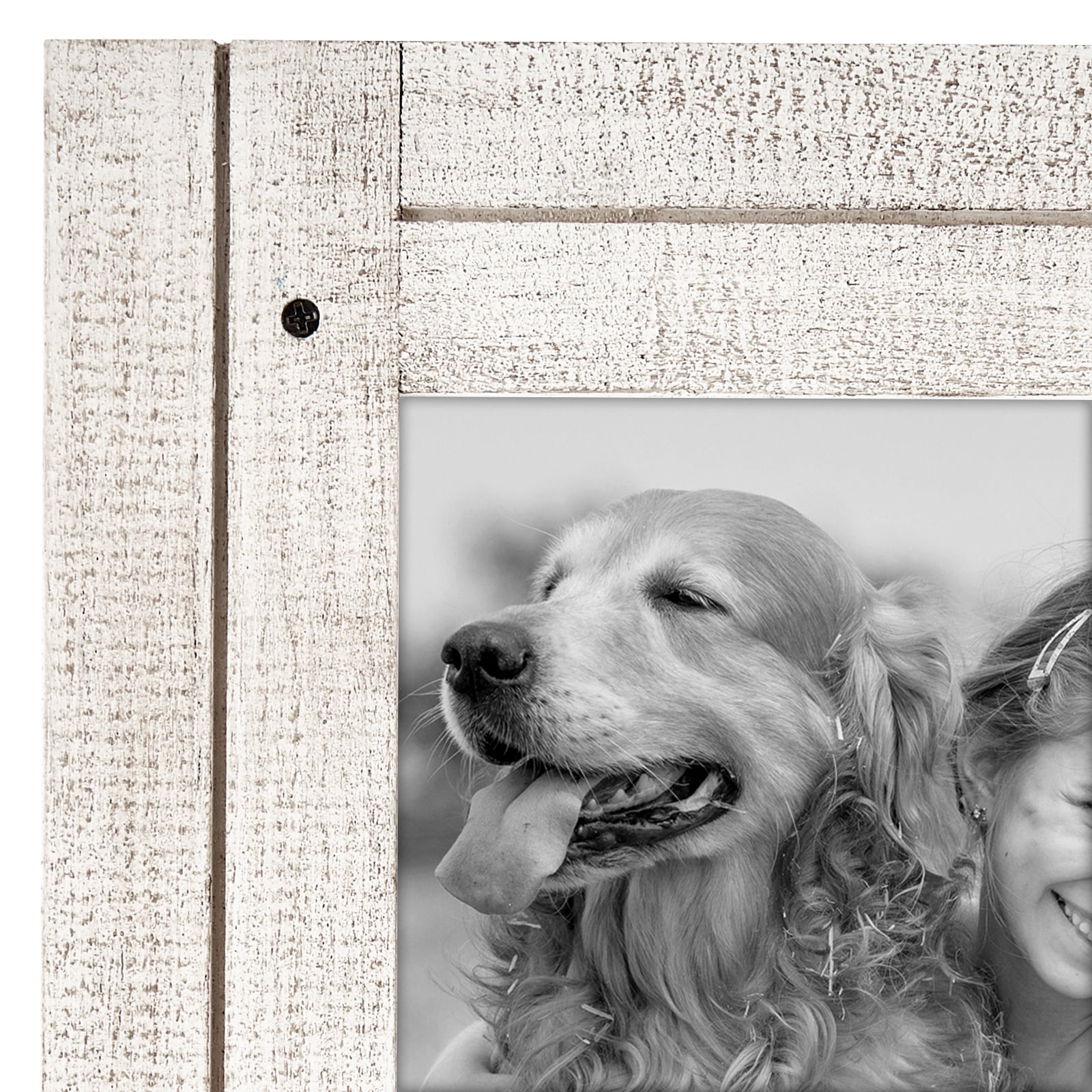 Americanflat 5x7 Collage Picture Frame with Glass aspen distressed photos comes ready built sawtooth stand - White
