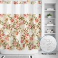 thumbnail image 4 of No Hook Shower Curtain with Built-in Rings - Pink Retro Rose Washable Waterproof Fabric Bathroom Curtains for Hotel,Rentals, 72 X 78 Inch Long , Vintage Floral, 4 of 9