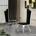 thumbnail image 2 of Black Velvet Dining Chairs with Silver Stainless Steel Base (Set of 2), 2 of 2