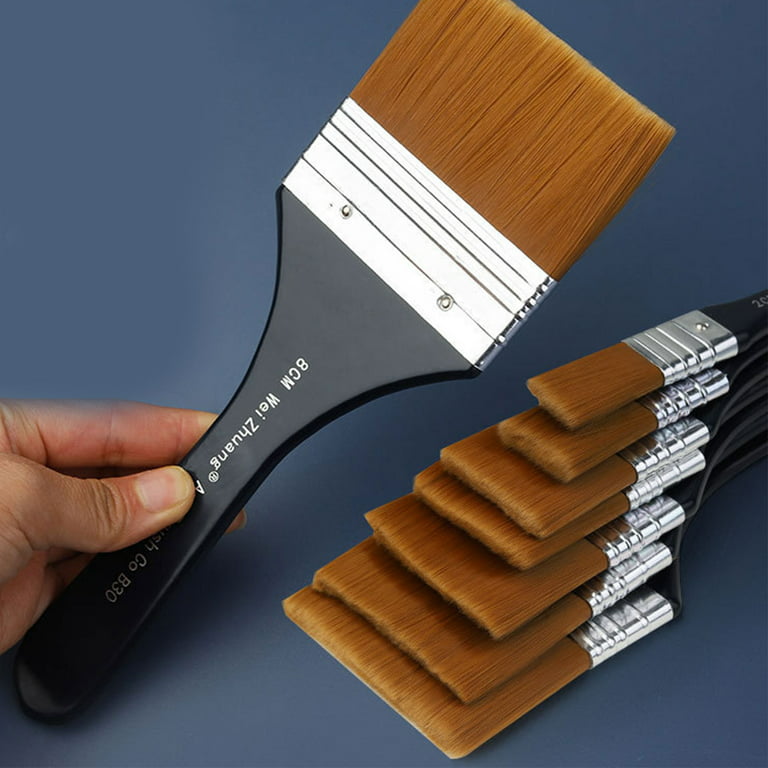 12 Pcs Flat Head Paint Brush Art Paintbrush Sets Long Handle Cleaning  Brushes for Acrylic Painting Watercolor Wood Wall - AliExpress