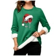 thumbnail image 4 of MIASHUI Chandail en Molleton de Base pour Femmes, Manches Longues, Col Rond, Poche, Épais en Polaire, Vert, XXXXXL, 4 of 5