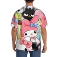 thumbnail image 3 of Lsque Sanrio print Men's Cuban Collar Short Sleeve Shirt Summer Beachwear Casual Button Down Fashionable Vacation Leisure Shirt-Medium, 3 of 7