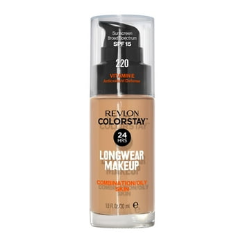 Revlon ColorStay Face Makeup for Combination & Oily Skin, SPF 15, Longwear Medium-Full Coverage with Matte Finish, 220 Natural Beige