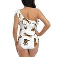 thumbnail image 5 of Sikiie German Shepherd Dog Print Women One Piece Swimsuits Tummy Control One Shoulder Bathing Suits Ruffle Swimwear, From S to XXL-X-Large, 5 of 6