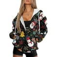 thumbnail image 4 of SCRAWLGOD Christmas Snowmen Women's Graphic Hoodies Zip Up Sweaters for Women Trendy Drawstring Women Outfits Fall Size XS Lightweight Oversized Hoodie Women Vacation, 4 of 7