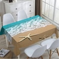 thumbnail image 4 of Tablecloth Summer Beach Table Cloth Rectangle Table 60 x 84 Inch Sea Wave Starfish on Sand Kitchen Decorations for Home Dinner Party, 4 of 5