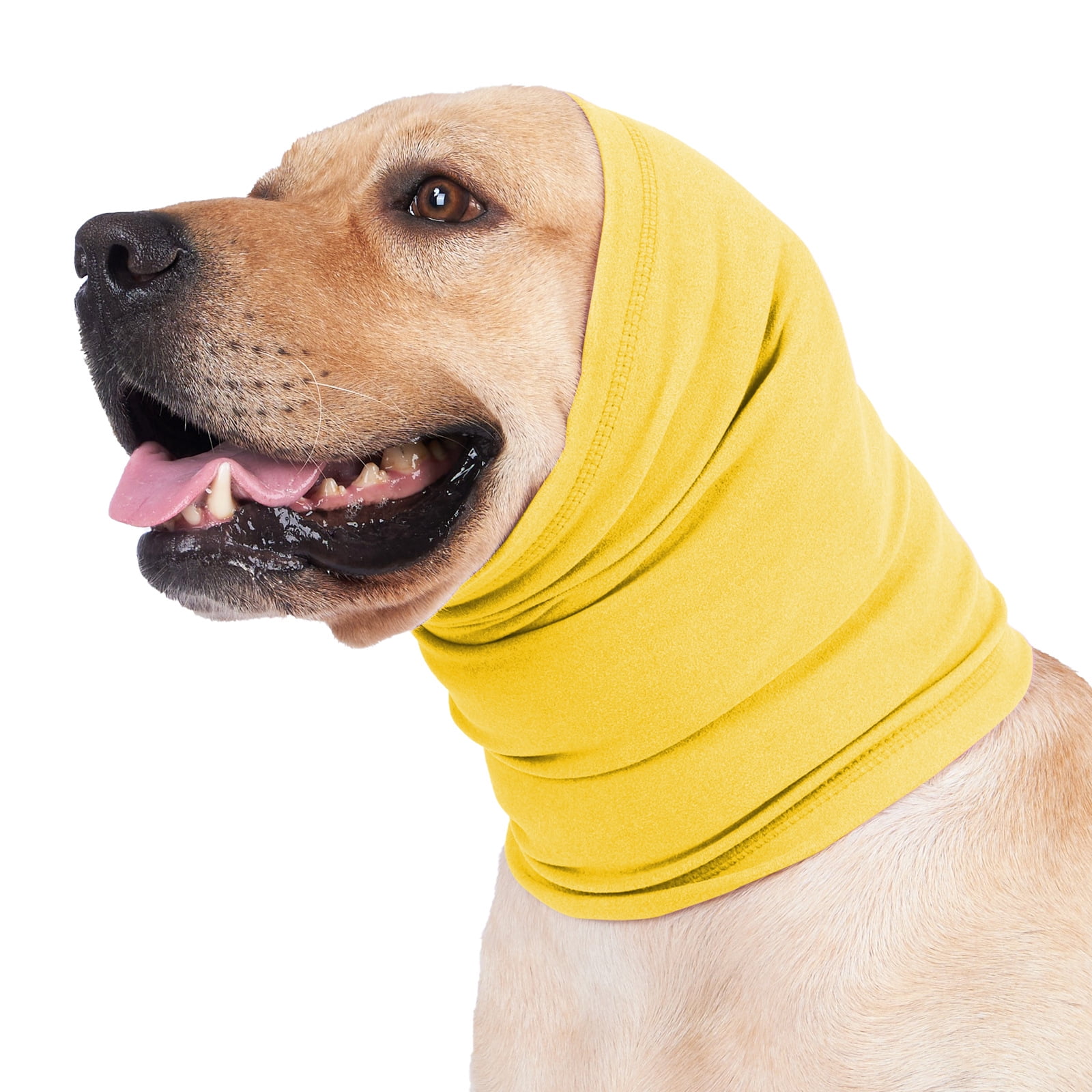 Jinswick Dog Calming Hoodie with Noise Protection & Waterproof Ear Covers – Anxiety Relief Ear Wraps for Fireworks Bathing Shawls Swimming – Adjustable Headband for Small to Large Dogs