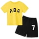 thumbnail image 3 of Ropa de bebé con estampado de letras para niños y adolescentes, conjunto de camiseta y pantalones cortos de verano de 2 piezas, conjunto informal de manga corta para niños y niñas, 3 of 5