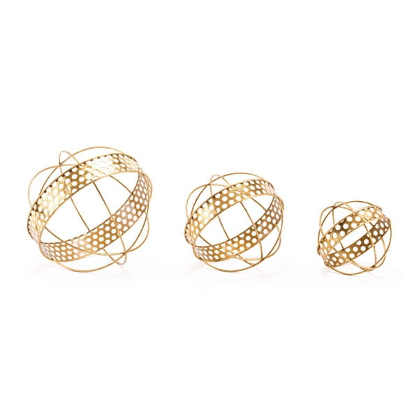Set Of 3 Orbs Decorative Gold